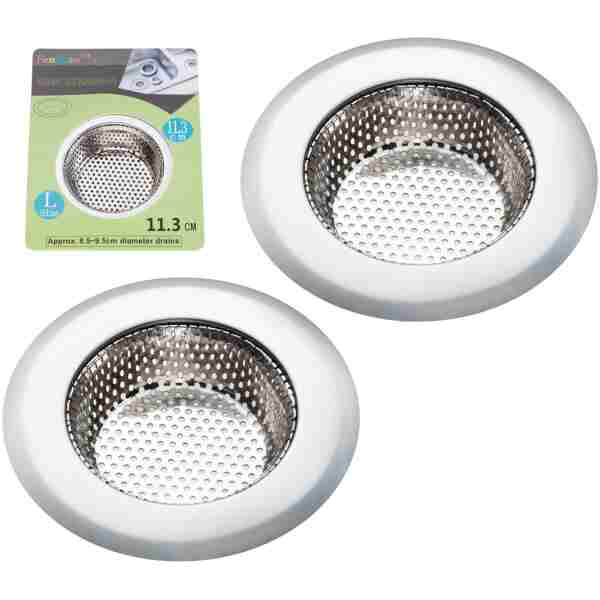 2PCS Kitchen Sink Strainer - Stainless Steel, Large Wide Rim 4.5" Diameter
