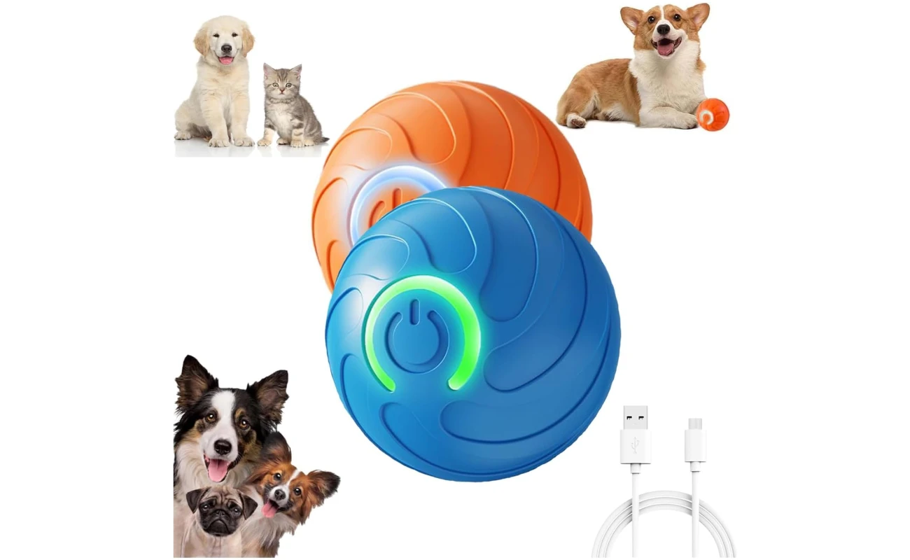 2PCS Shaky Ball Toy for Dogs, Vibrating Dog Ball, USB Rechargeable, Interactive, Automatic Moving, Bouncing, Perfect for Small, Medium, Large Dogs