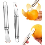 2PCS Stainless Steel Orange Peeler | Easy to Peel | Long Handle Orange Citrus Peeler Tool | Triangular-Blade & Zigzag-Shovel Orange Peeler Gadget