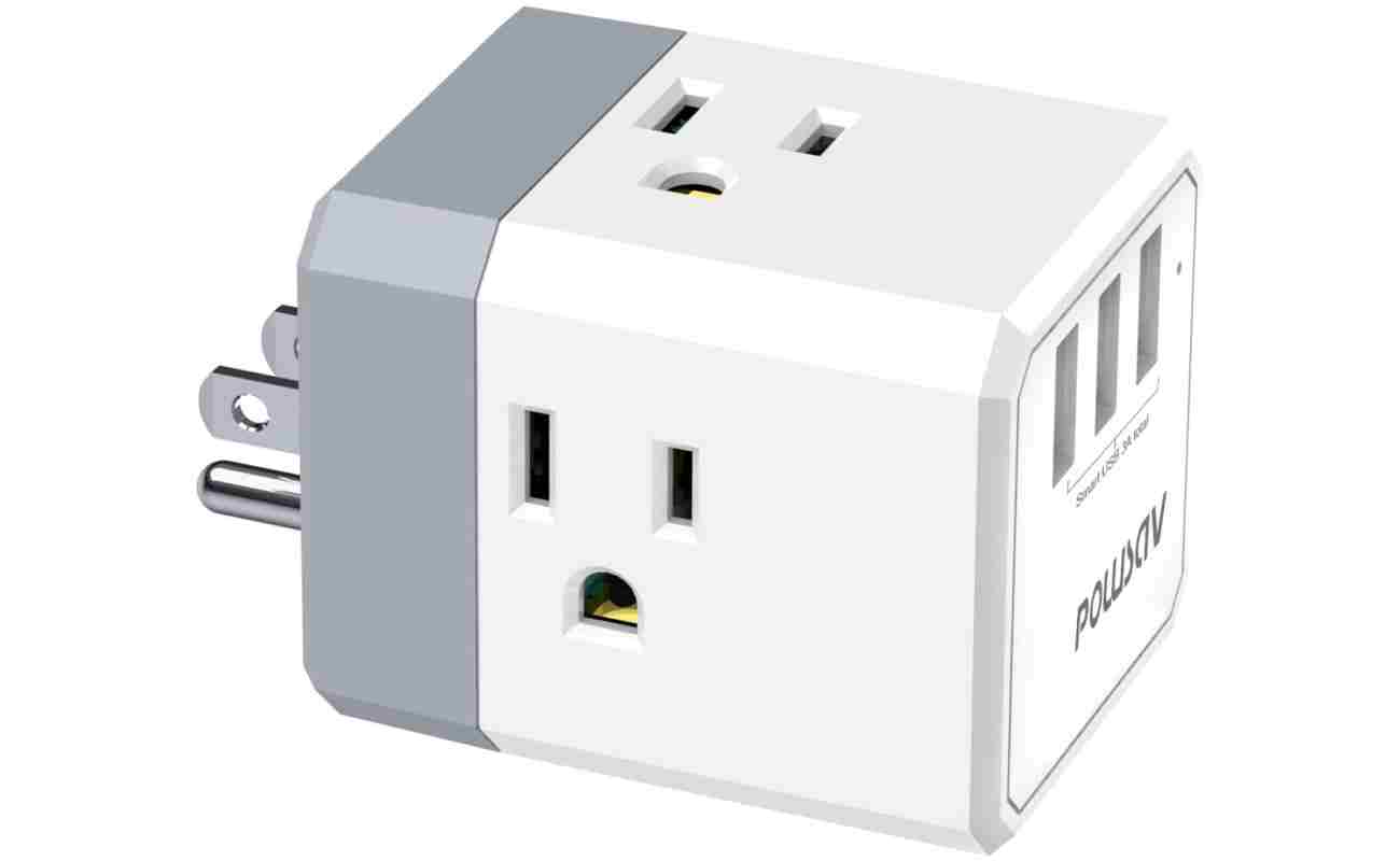 3-Outlet USB Wall Charger and Extender with 3-Way Splitter, ETL Listed - for Home, Office, Cruise Ship