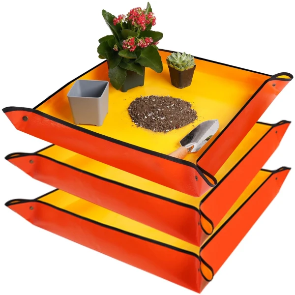 3 Pcs 26.8" x 26.8" Repotting Mat for Indoor Plants Transplanting and Potting Soil Mess Control, Plant Gifts for Plant Lovers