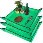 3 PCS 27"x 27" PE Waterproof Indoor & Outdoor Potting Mat, Green, 27" x 27"