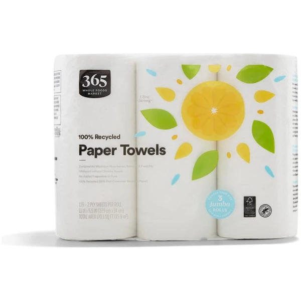 365 by Whole Foods Market, Paper Towels 135 Sheet Jumbo Rolls 3 Count, 135 Count
