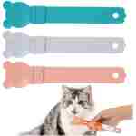 3pcs Cat Strip Squeeze Feeders, Cartoon Cute Cat Food Feeder Intelligent Kitten Lickable Snack Happy Spoon Multi-Functional Pet Puree Spoon Innovative Wet Treat Dispenser for...