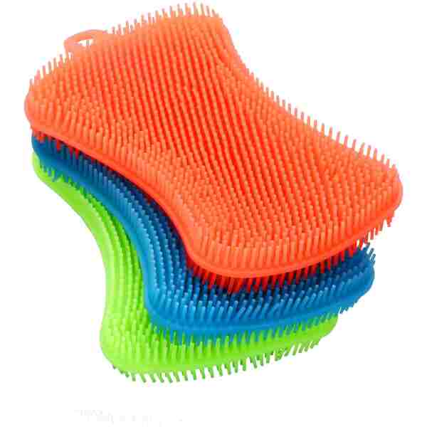 3PCS OstWony Silicone Dish Sponges, Super Food-Grade Silicone Sponges, Multi-Purpose and Efficient Sponge Kitchen Gadgets, Especial Delicate Kitchen Sponge Brush