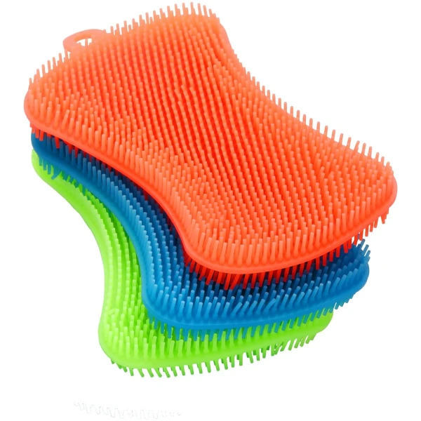 3PCS OstWony Silicone Dish Sponges, Super Food-Grade Silicone Sponges, Multi-Purpose and Efficient Sponge Kitchen Gadgets, Especial Delicate Kitchen Sponge Brush