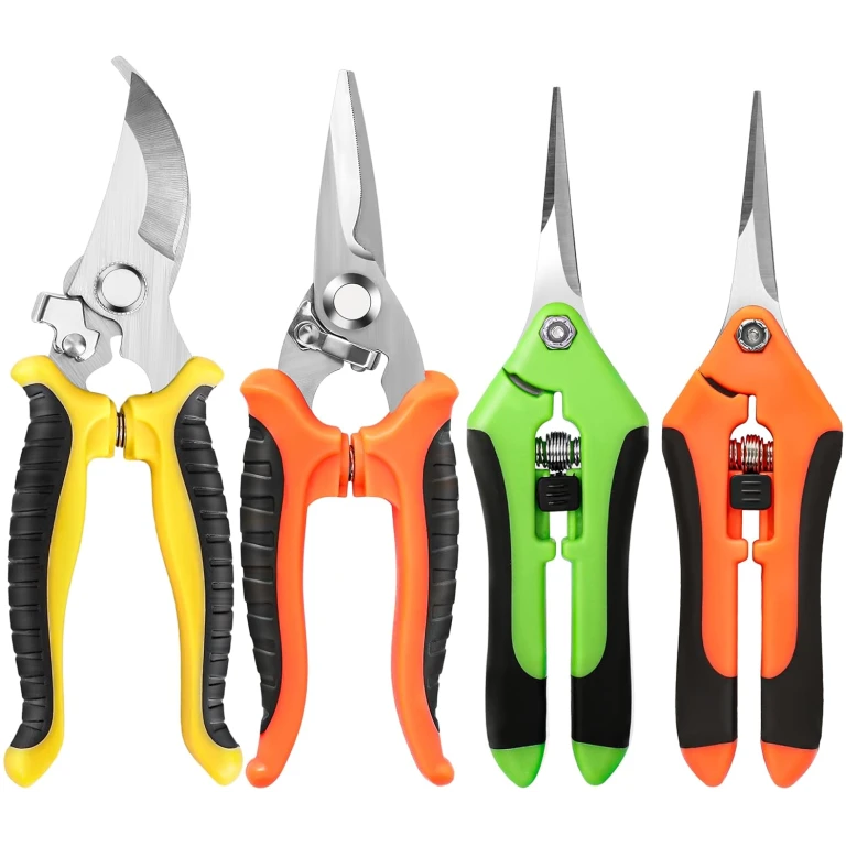 4 Pack Garden Pruning Shears, Stainless Steel Garden Shears, Gardening Shears, Garden Scissors, Garden Clippers, Pruning Snips, Pruning Shears for Gardening Tools (4PCS Yellow...