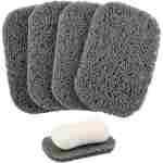 4 Pack Gray BPA-Free Soap Savers Pads for Soap Dish, Non-Slip Soap Holder Pad,Self Draining Soap Bars Holder Pads Suitable for Kitchen Bathroom Shower Travel Hotel Cleaning Product