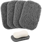 4 Pack Gray BPA-Free Soap Savers Pads for Soap Dish, Non-Slip Soap Holder Pad,Self Draining Soap Bars Holder Pads Suitable for Kitchen Bathroom Shower Travel Hotel Cleaning Product