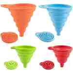 4 Pack Kitchen Funnel, Large and Small, Foldable Silicone Kitchen Gadgets, Food Grade for Kitchen Use Filling Bottles Liquid Oils