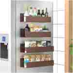 4 Pack Magnetic Spice Storage Rack Organizer for Refrigerator and Oven, Bronze Fridge Organizers and Storage