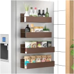 4 Pack Magnetic Spice Storage Rack Organizer for Refrigerator and Oven, Bronze Fridge Organizers and Storage