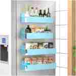 4 Pack Magnetic Spice Storage Rack Organizer for Refrigerator and Oven, Blue Fridge Organizers and Storage
