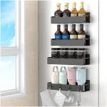 4 Pack Magnetic Spice Storage Rack Organizer for Refrigerator and Oven, Jet Black Fridge Organizers and Storage