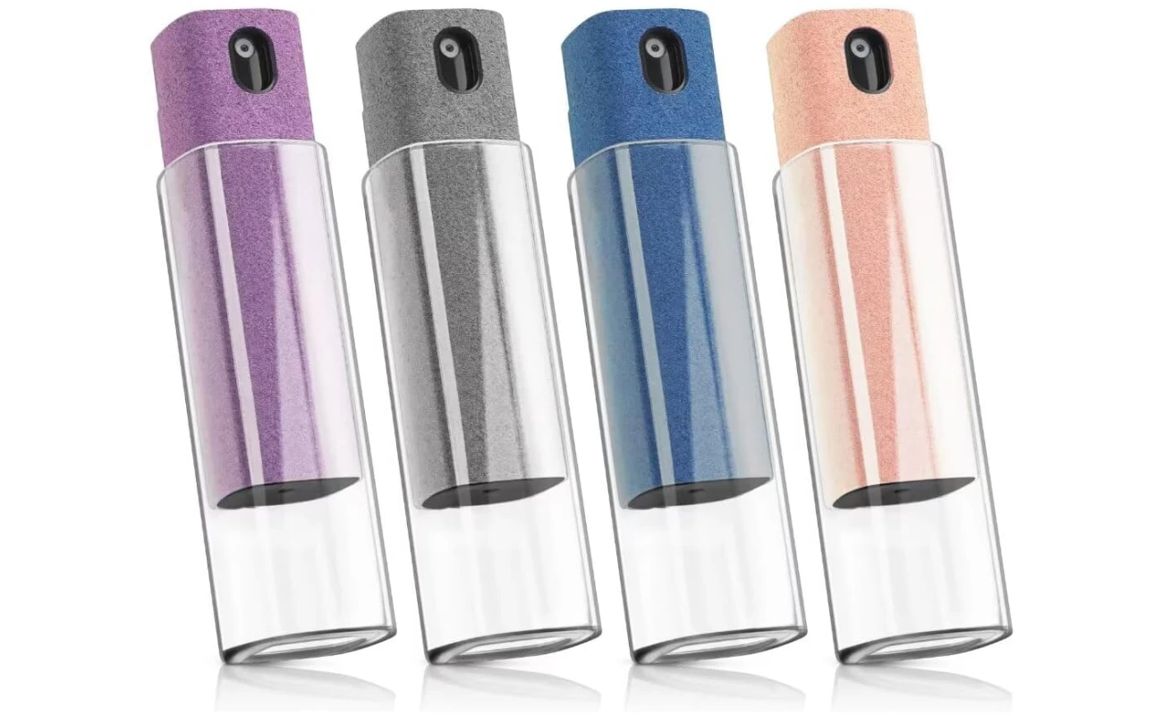 4 Pack Screen Cleaner 3-in-1 Touchscreen Mist Cleaner Spray and Microfiber Cloth Built-in Cleaning Solution Portable Reusable Fingerprint-Proof Spray Bottle for Phone Laptop...