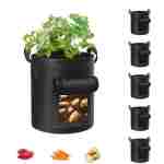 5-Pack 10 Gallon Potato Grow Bags, Garden Planting Bag with Reinforced Handle, Thickened Nonwoven Fabric Pots for Tomato, Vegetable and Fruits