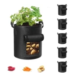 5-Pack 10 Gallon Potato Grow Bags, Garden Planting Bag with Reinforced Handle, Thickened Nonwoven Fabric Pots for Tomato, Vegetable and Fruits