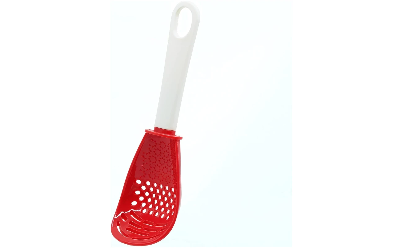 6 in 1 Multifunctional cooking gadgets, 356°F Heat Resistant kitchen gadgets, Egg Separator, Cooking, Draining, Mashing, Grating, Cooking spoon red