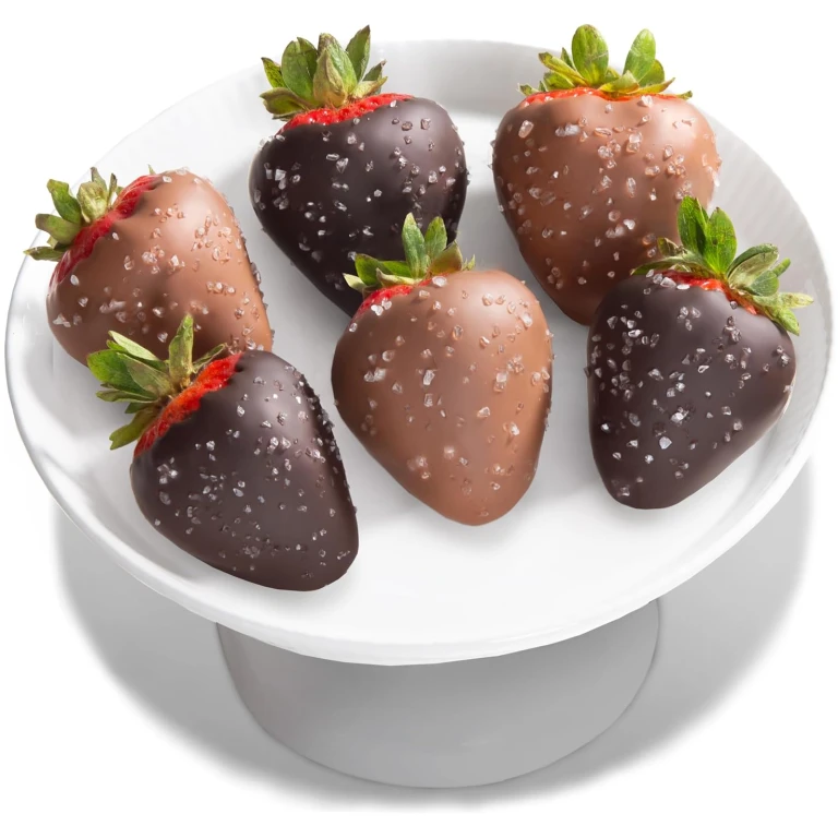 6 Milk & Dark Chocolatey Sea Salt Covered Strawberries by Love Berries