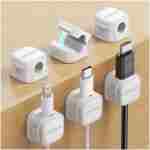 6 Pack Magnetic Cable Clips [Cable Smooth Adjustable] Cord Holder, Under Desk Cable Management, JOYROOM Adhesive Wire Holder Keeper Organizer for Home Office Desk Phone Car Wall...