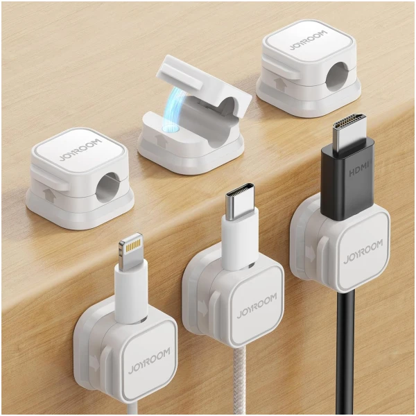 6 Pack Magnetic Cable Clips [Cable Smooth Adjustable] Cord Holder, Under Desk Cable Management, JOYROOM Adhesive Wire Holder Keeper Organizer for Home Office Desk Phone Car Wall...