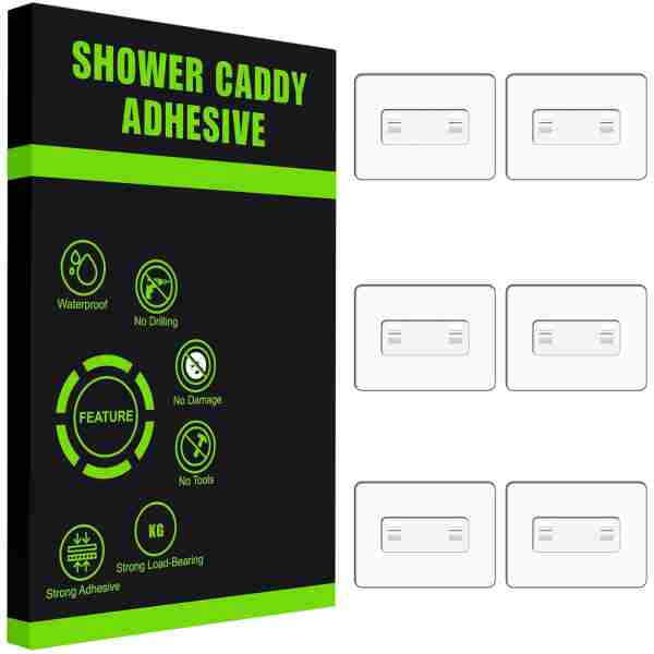 6 Pack Shower Caddy Adhesive,Shower Shelf Adhesive Replacement,No Drilling Shower Adhesive Strips for Shower Caddy,Bathroom Shelves and Kitchen Racks
