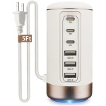 60W USB-C Charging Station for Multiple Devices, Universal 20W USB-C & 18W USB Charging Hub, Smart IC Identification Technology Charging Tower for iPhone iPad Tablets...