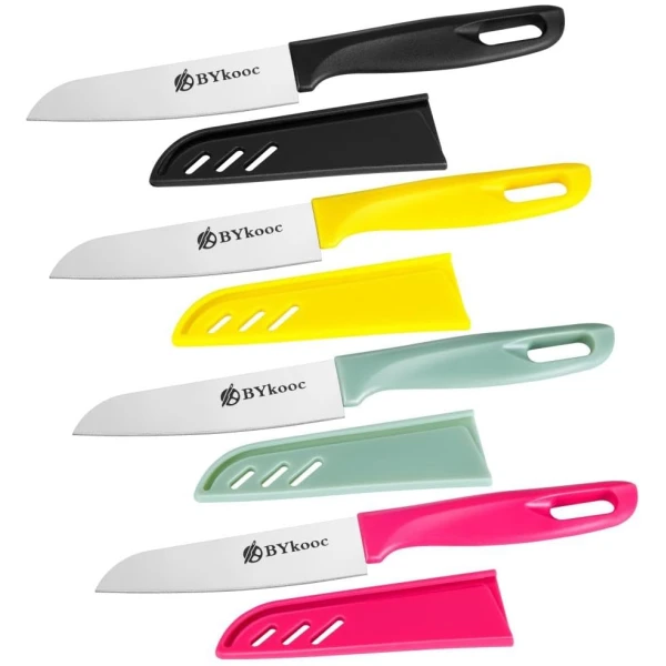 8 pieces Paring Knives (4PCS Peeling Knives and 4PCS Knife Sheath), Ultra Sharp Vegetable and Fruit Knife,German Steel Small Kitchen Knife with PP Plastic Ergonomic Handle
