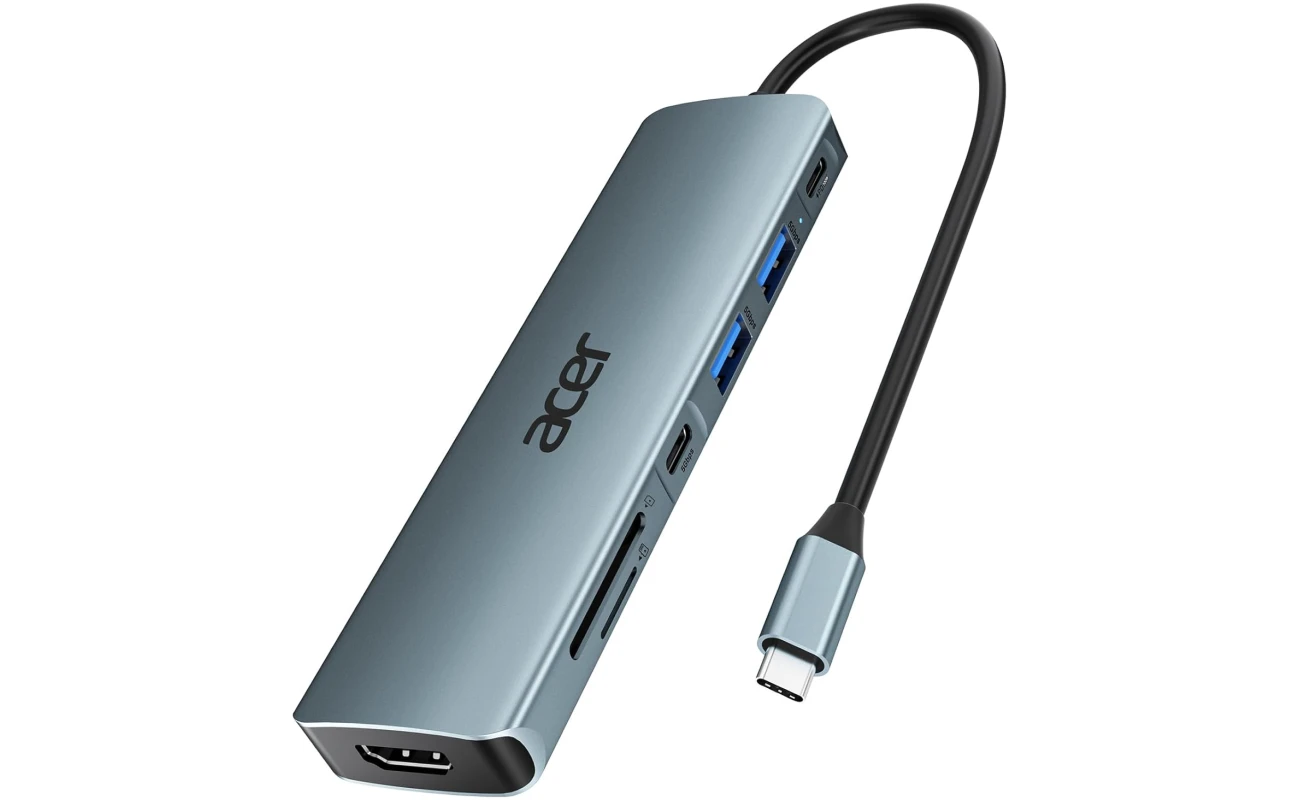 Acer USB C Hub, 7 in 1 USB C to HDMI Splitter, 2 USBA 3.1 GEN1 and 5Gbps Type-C Data Port, Type C Adapter with 4K HDMI Port, PD 100W Charging, SD Card Reader, for Laptop, PC,...