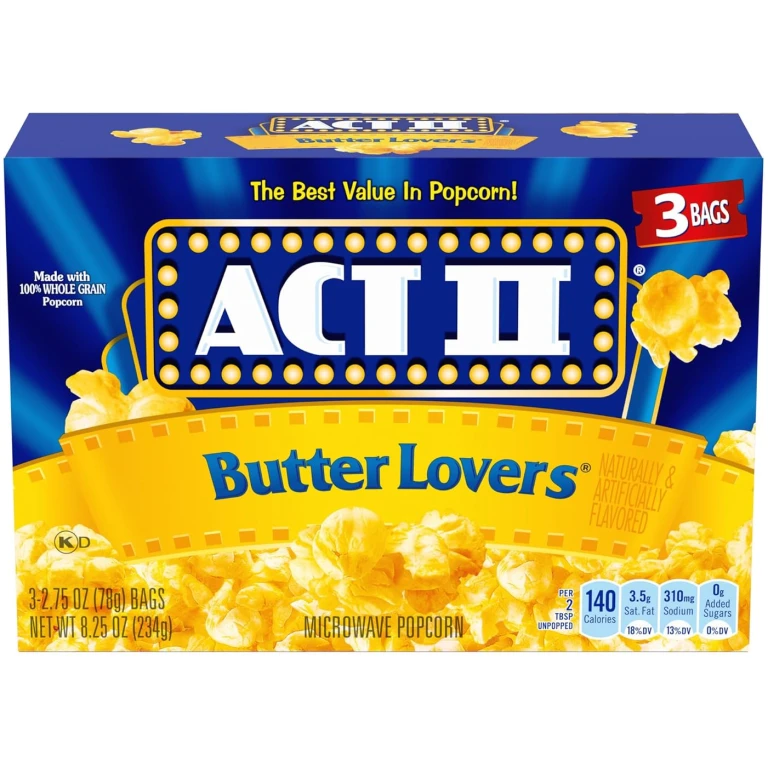 ACT II Butter Lovers Microwave Popcorn, 3-Count 2.75-oz. Bags