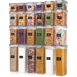 Airtight Food Storage Containers with Lids, Vtopmart 24 pcs Plastic Kitchen and Pantry Organization Canisters for Cereal, Dry Food, Flour and Sugar, BPA Free, Includes 24...