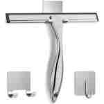All-Purpose Stainless Steel Shower Squeegee for Shower Glass Door with 2 Adhesive Hooks, Bathroom Cleaner Tool Household Window Mirror Squeegee , Cleaning Tile Wall, Car, 10...