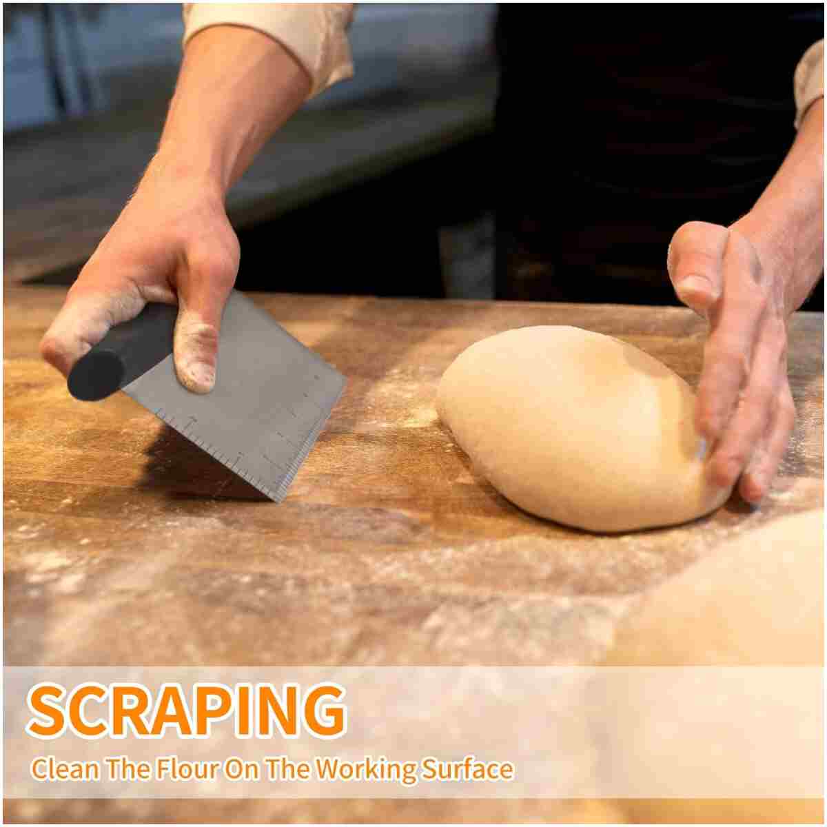 ALLTOP Bench Scraper & Chopper for Kitchen - Ideal Baking Essential Utensil,Stainless Steel Pastry/Dough/Food Cutter Tool for Cake Pizza Bread,Grilling,Cooking - 1 Pack