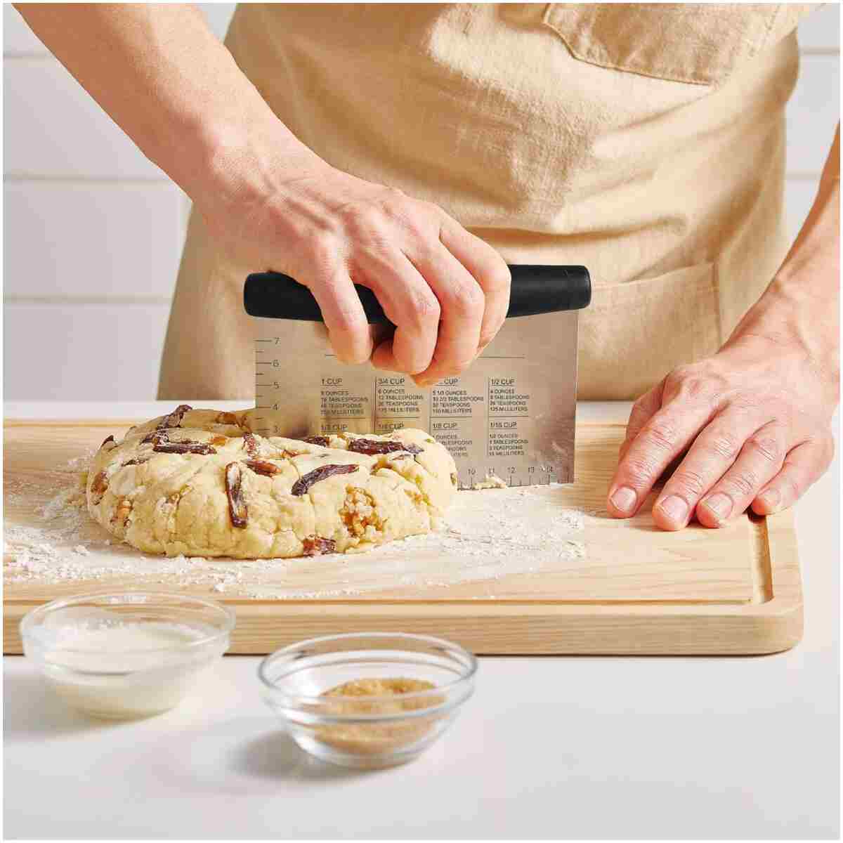 ALLTOP Bench Scraper & Chopper for Kitchen - Ideal Baking Essential Utensil,Stainless Steel Pastry/Dough/Food Cutter Tool for Cake Pizza Bread,Grilling,Cooking - 1 Pack