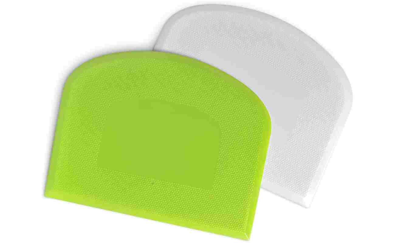 ALLTOP Bowl Spatula & Bench Scraper,Flexible Plastic Multipurpose Kitchen Pastry Cutter Tool,Food Scrappers for Bread Dough Baking Cake Fondant Icing,Set of 2 Pieces - White,Green