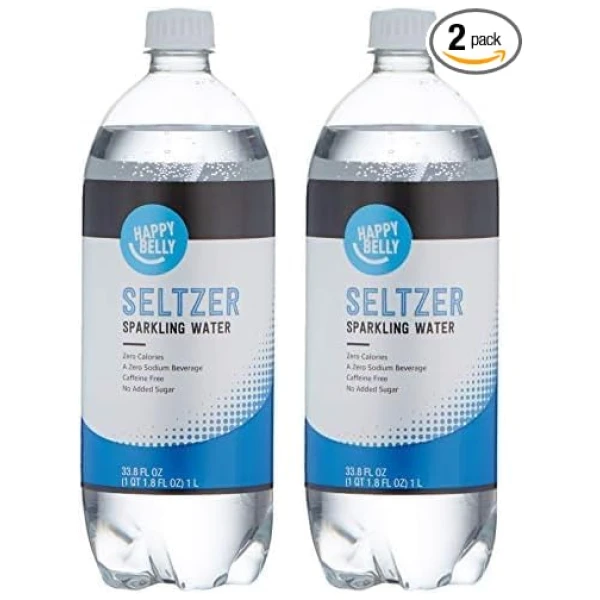 Amazon Brand - Happy Belly Seltzer Sparkling Water, 33.8 fl oz (Pack of 2)