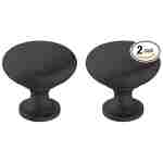 Amerock | Cabinet Knob | Matte Black | 1-1/4 inch (32 mm) Diameter | Era | 2 Pack | Drawer Knob | Cabinet Hardware