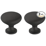 Amerock | Cabinet Knob | Matte Black | 1-1/4 inch (32 mm) Diameter | Era | 2 Pack | Drawer Knob | Cabinet Hardware