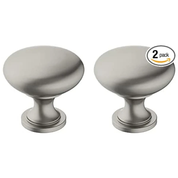 Amerock | Cabinet Knob | Satin Nickle | 1-1/4 inch (32 mm) Diameter | Era | 2 Pack | Drawer Knob | Cabinet Hardware