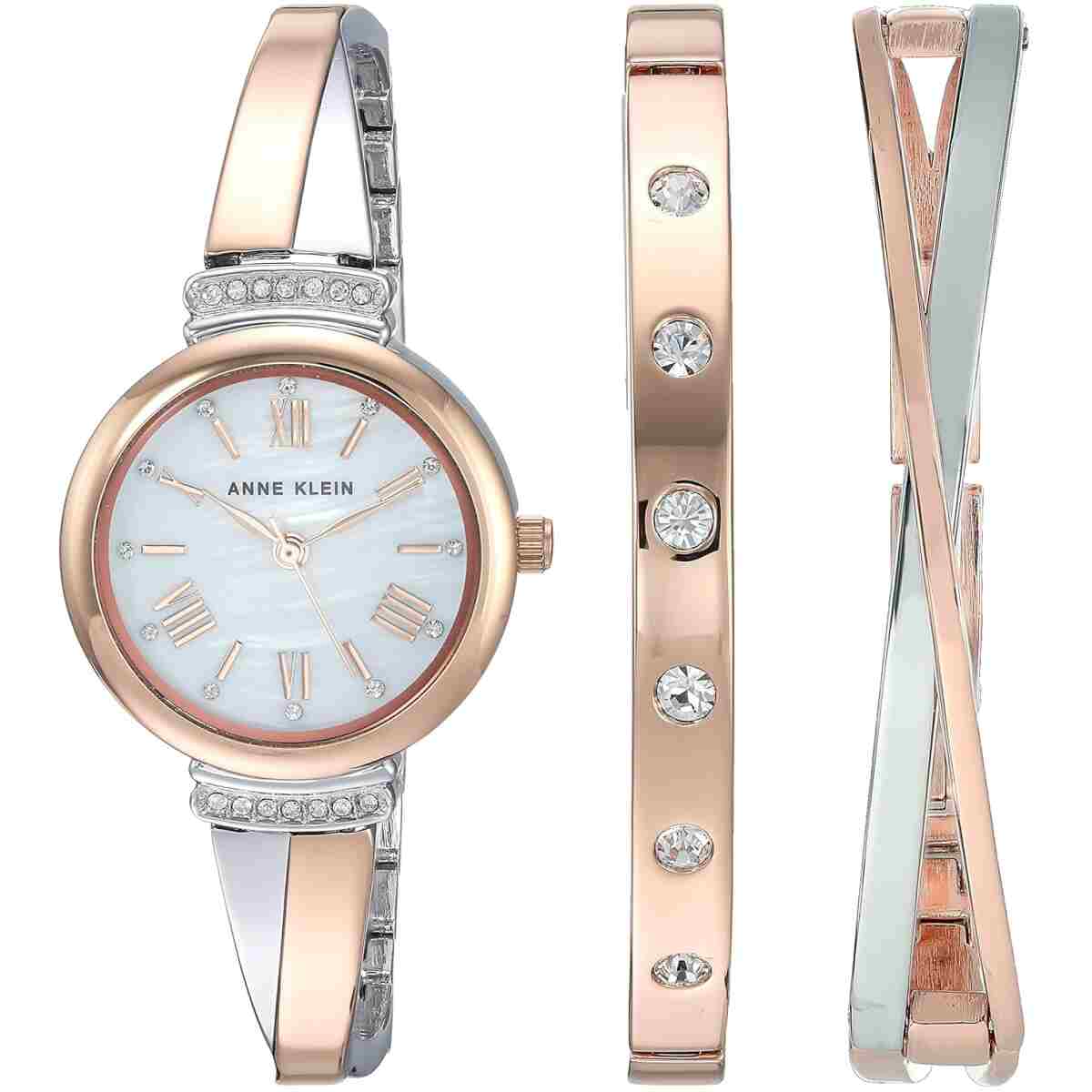 Anne Klein Women's Premium Crystal Accented Bangle Watch Set, AK/2245