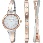 Anne Klein Women's Premium Crystal Accented Bangle Watch Set, AK/2245