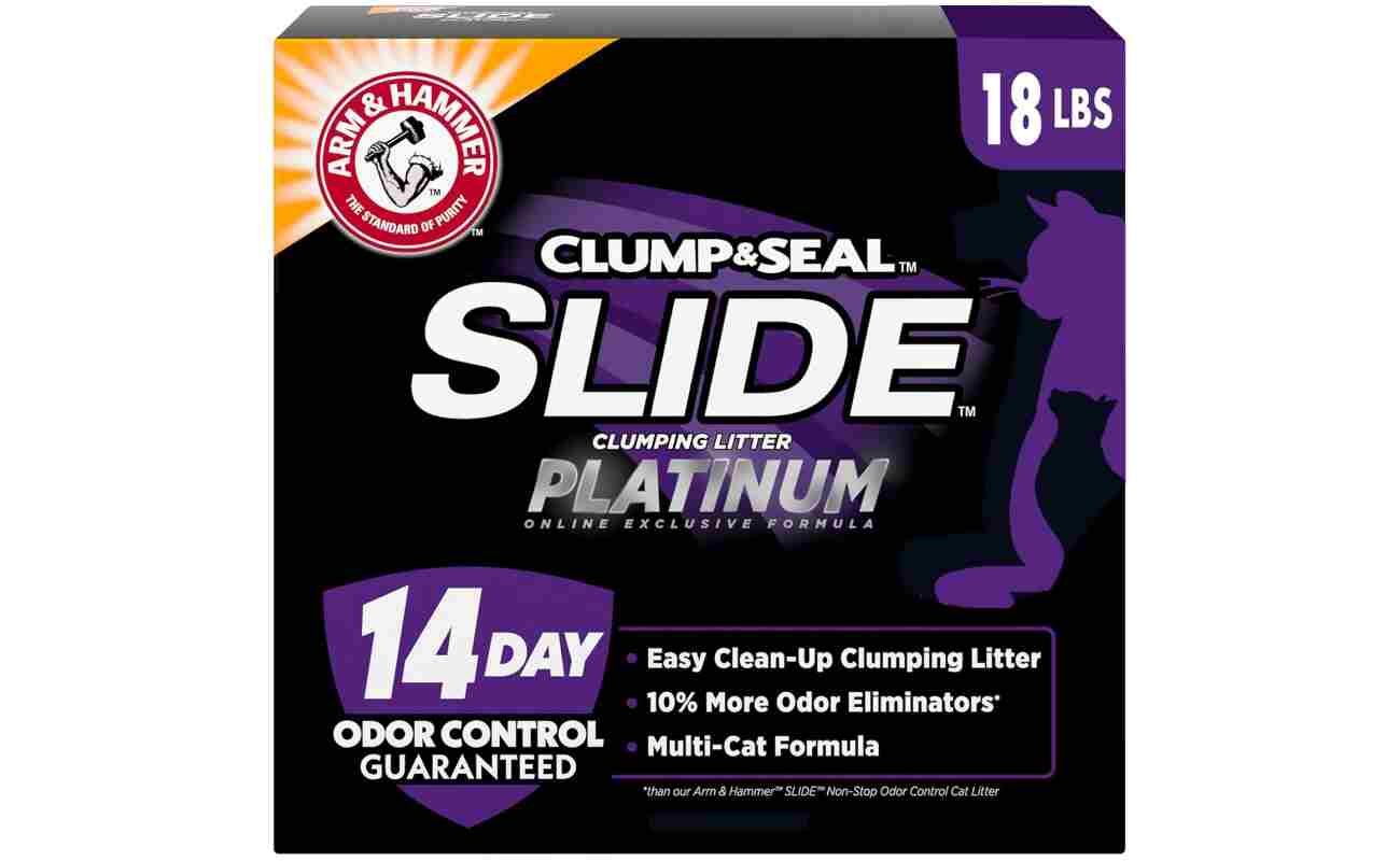 ARM & HAMMER Clump & Seal SLIDE Platinum Multi-Cat Clumping Litter, Easy Clean, Superior Odor Control, 18 Lbs