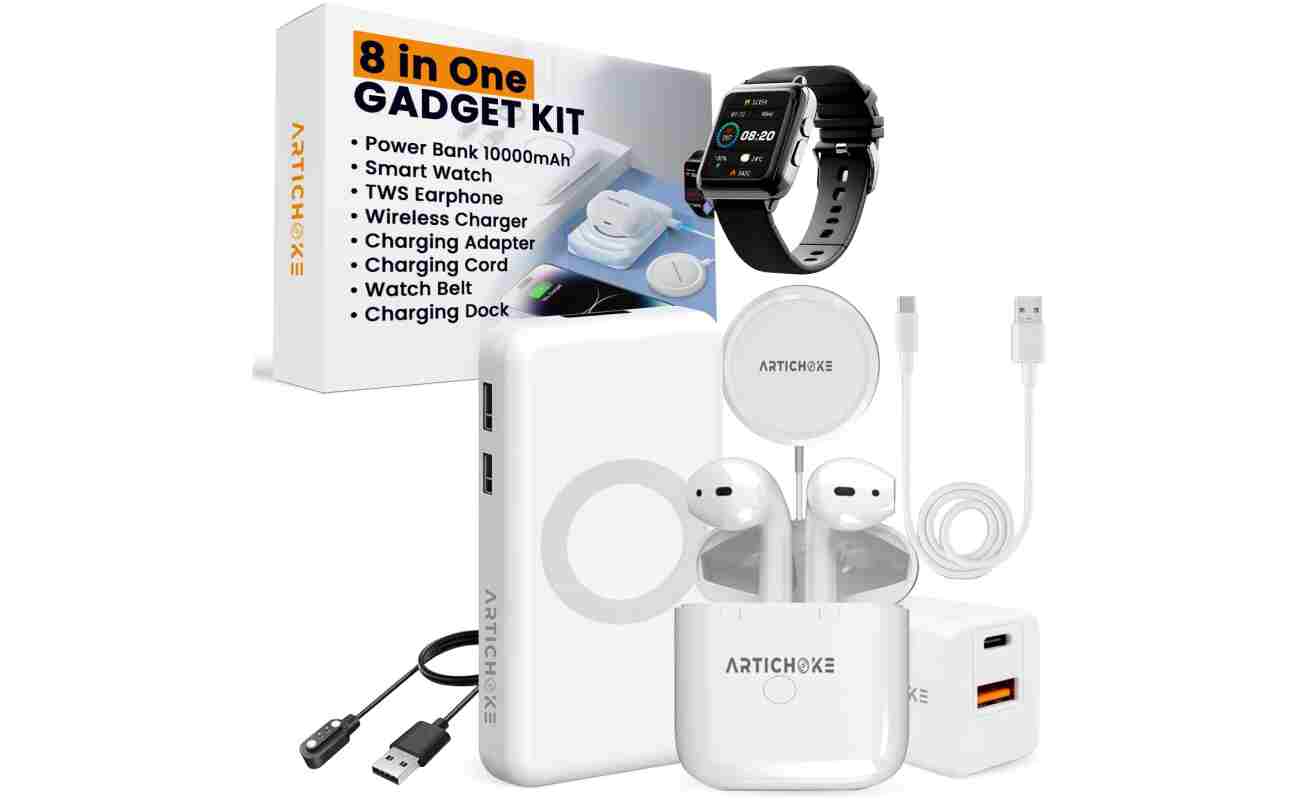 Artichoke 6 in 1 Accessories Gift Set iPhone Power Bank 10000 Smart Watch TWS Earphones MagSafe Accessories Birthday Gifts Boyfriend Tech Gadgets Regalos para Hombre Travel Men...