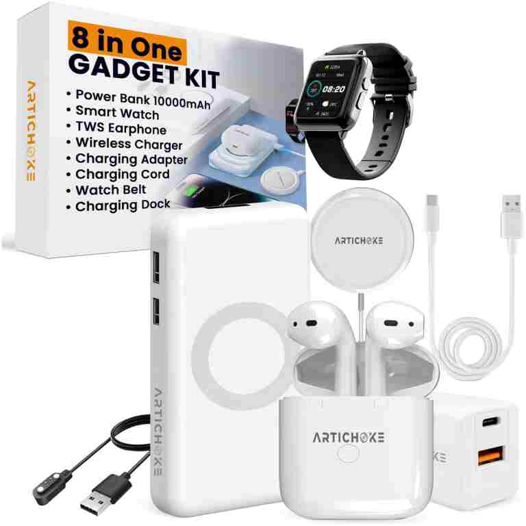 Artichoke 6 in 1 Accessories Gift Set iPhone Power Bank 10000 Smart Watch TWS Earphones MagSafe Accessories Birthday Gifts Boyfriend Tech Gadgets Regalos para Hombre Travel Men...