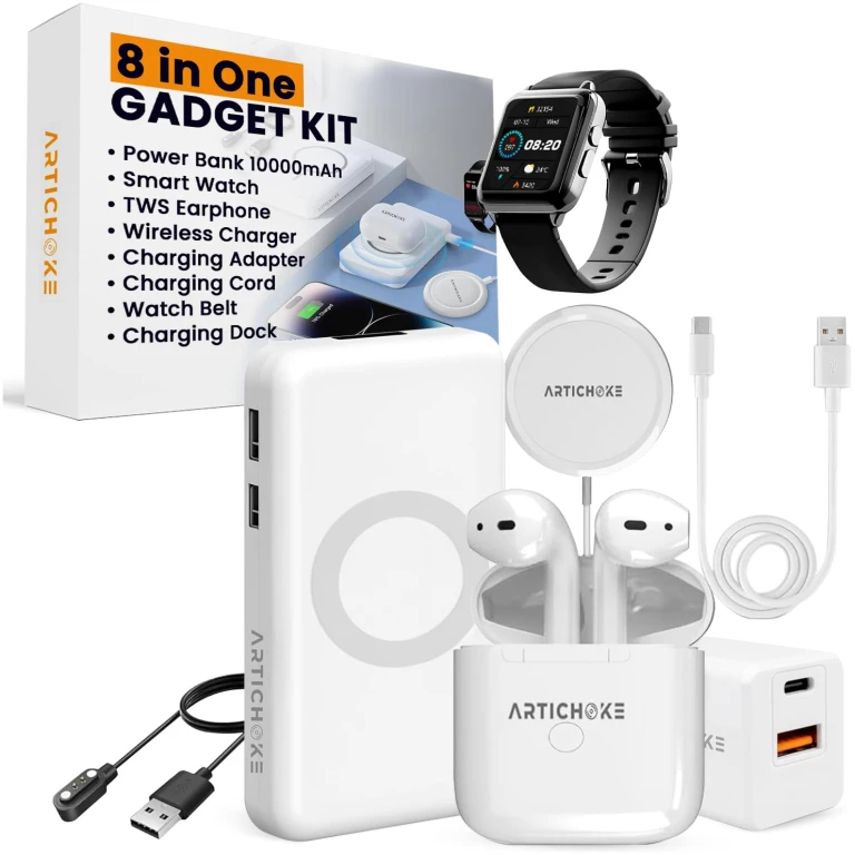 Artichoke 6 in 1 Accessories Gift Set iPhone Power Bank 10000 Smart Watch TWS Earphones MagSafe Accessories Birthday Gifts Boyfriend Tech Gadgets Regalos para Hombre Travel Men...