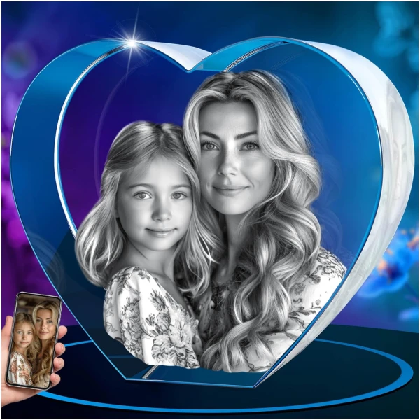 ArtPix 3D Crystal Photo, Personalized Gifts for Mom, Wife, Women, Mother, Her, Grandma, Great Custom Gift With Your Own Photo, Customized Glass 3D Laser Etched Picture Wedding -...