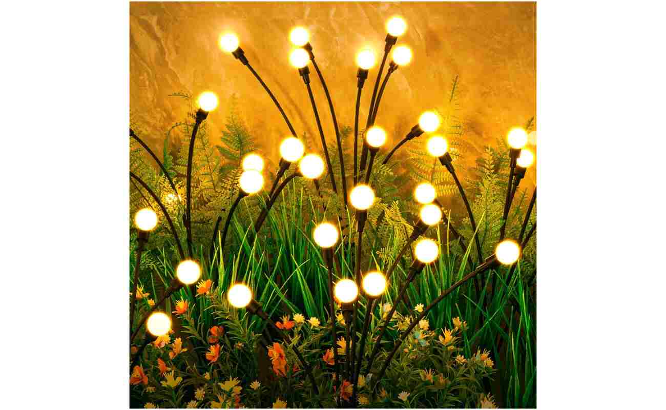 ASMAD Solar Lights Outdoor(4-Pack, 32 LEDs), Solar Garden Lights, Outdoor Decorations, Firefly Light for Patio Decor, Big Bulb, Unique Gifts for Women, Gifts for Grandma