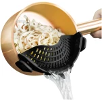 AUOON Clip On Strainer Silicone for All Pots and Pans, Pasta Strainer Clip on Food Strainer for Meat Vegetables Fruit Silicone Kitchen Colander