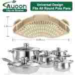 AUOON Clip On Strainer Silicone for All Pots and Pans, Pasta Strainer Clip on Food Strainer for Meat Vegetables Fruit Silicone Kitchen Colander