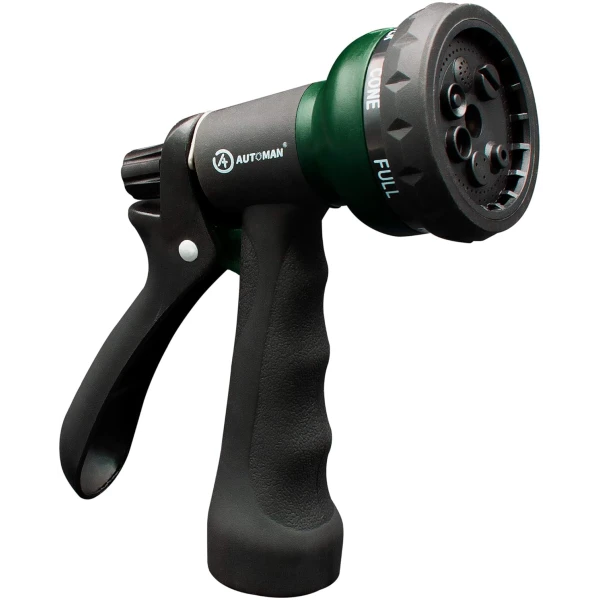 AUTOMAN-Garden-Hose-Nozzle, ABS Water Spray Nozzle with 7 Adjustable Watering Patterns, Slip Resistant for Watering Plants, Lawn& Garden, Washing Cars, Cleaning, Showering Pets...